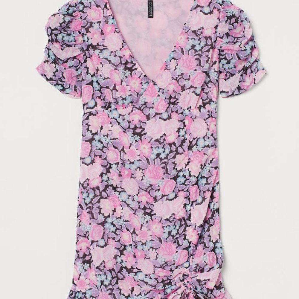 NWT H&M DIVIDED FLORAL PINK DRESS L